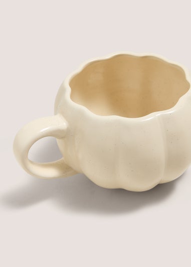 Cream Speckled Pumpkin Shaped Mug (13.1cmx9.2cmx10.2cm)