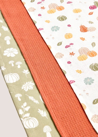 3 Pack Autumn Pumpkin Tea Towels (60cmx45cm)