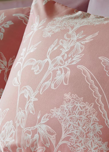 Pink Linear Floral Duvet Set