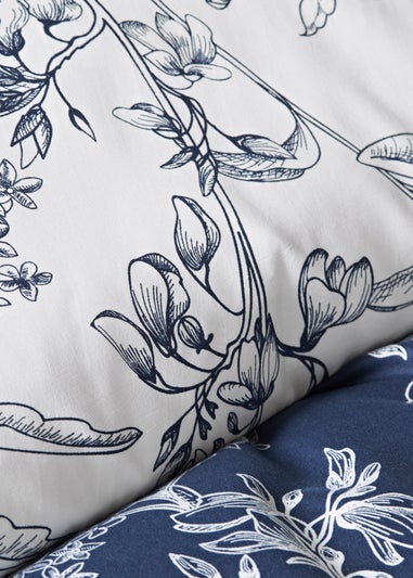 Navy Linear Floral Duvet Set