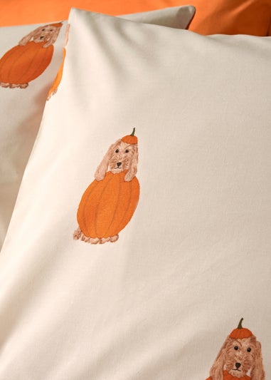 Orange Pumpkin Dog Duvet Set