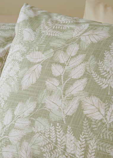 Green Sketch Leaf Design Duvet Set