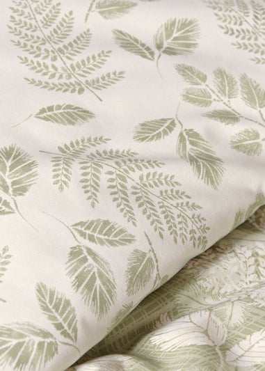 Green Sketch Leaf Design Duvet Set