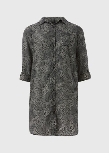 Black Spot Print Beach Shirt