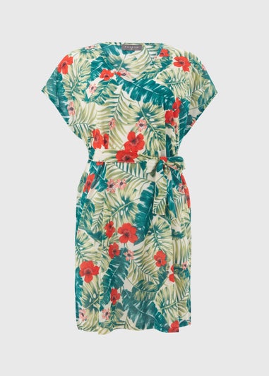 Green Tropical Print Kaftan