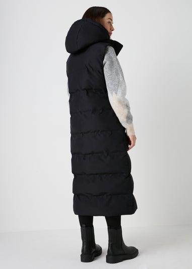 Black Technical Long Padded Gilet