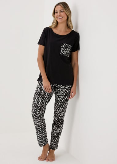 Black Aztec Patterned Pyjama Set