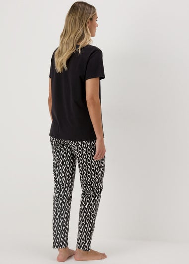 Black Aztec Patterned Pyjama Set