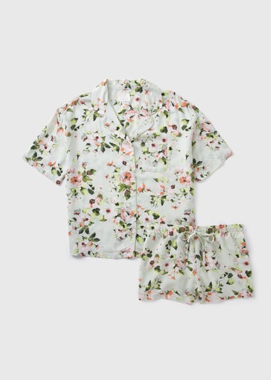 Green Floral Top & Shorts Pyjama Set