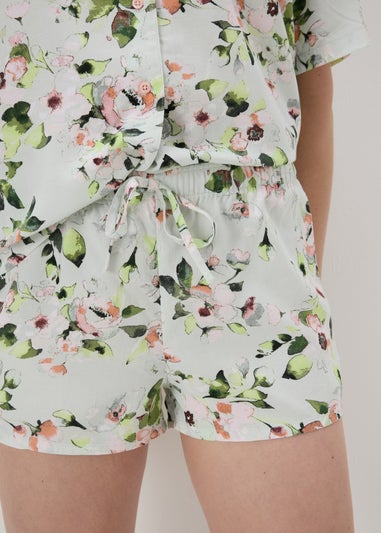 Green Floral Top & Shorts Pyjama Set