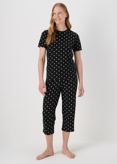 Black Patterned Pyjama Set