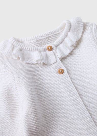 Baby White Frill Knitted Cardigan (Newborn-23mths)