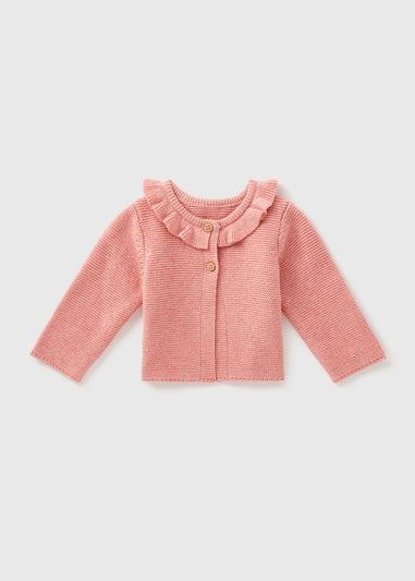 Baby Pink Frill Knitted Cardigan (Newborn-23mths)