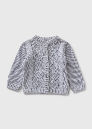 Baby Grey Cable Knit Cardigan (Newborn-23mths)