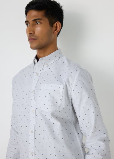 White Geometric Oxford Shirt