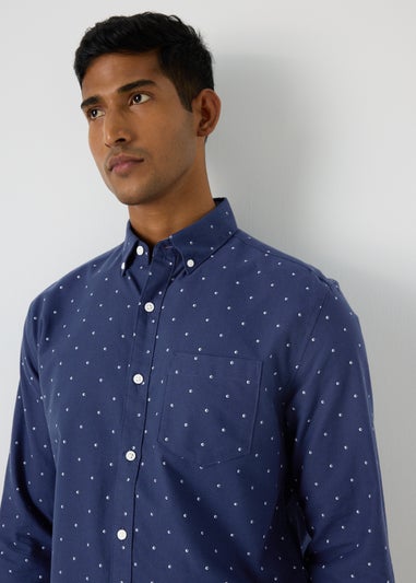 Navy Geometric Oxford Shirt