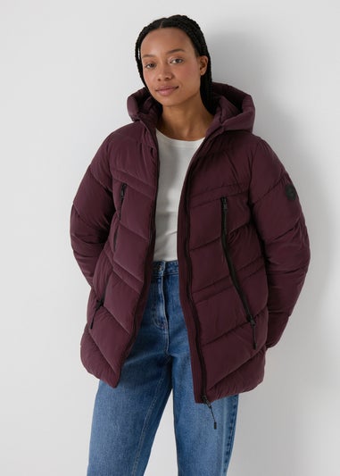 Burgundy Technical Mid Padded Coat