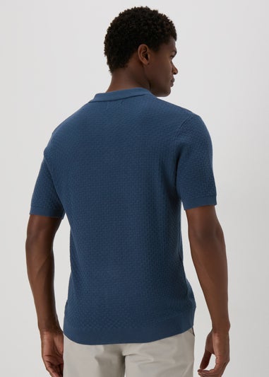 Blue Basketweave Polo Shirt