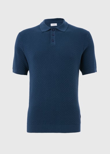 Blue Basketweave Polo Shirt