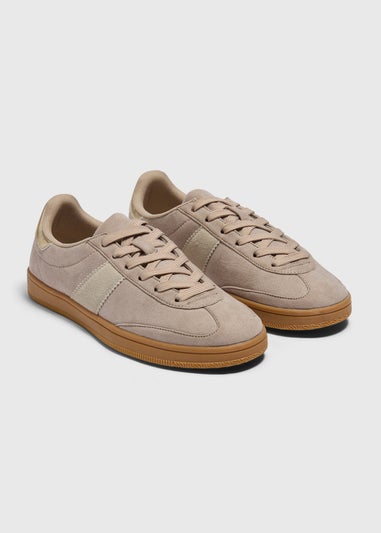 Stone Suede Retro Trainers