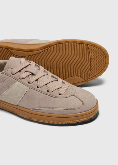 Stone Suede Retro Trainers