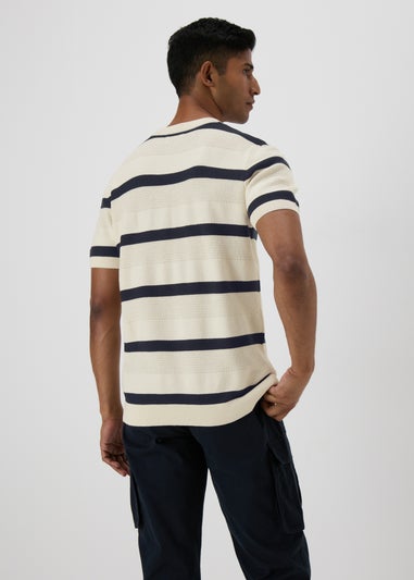 Ecru Stripe Knitted T-Shirt