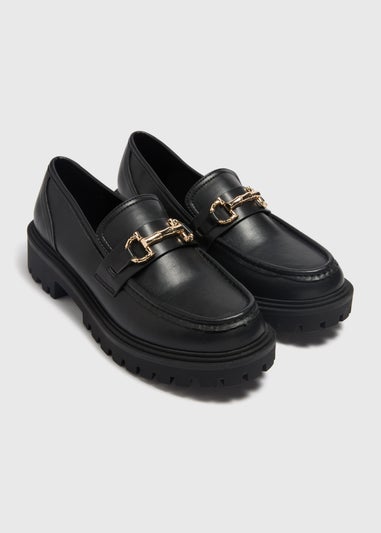 Black Chunky Bar Loafers