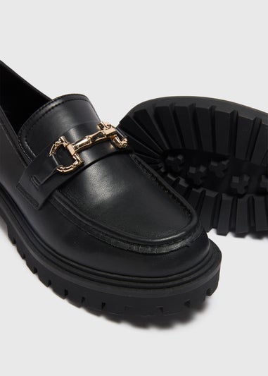 Black Chunky Bar Loafers