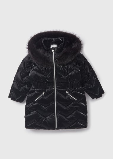 Girls Black Quilted Coat (1-7yrs)