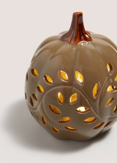 Green LED Cut Out Pumpkin Ornament