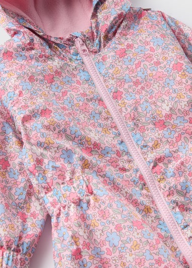 Girls Pink Floral Puddle suit (1-7yrs)