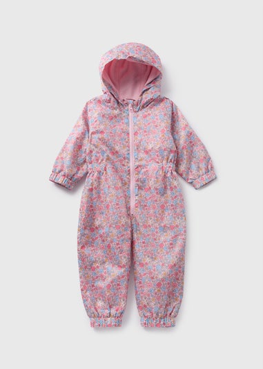 Girls Pink Floral Puddle suit (1-7yrs)