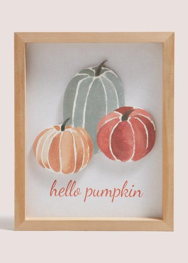 Orange Square Pumpkin Print Wall Art (20x20x2.5cm)