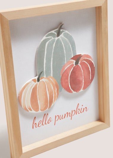 Orange Square Pumpkin Print Wall Art (20x20x2.5cm)