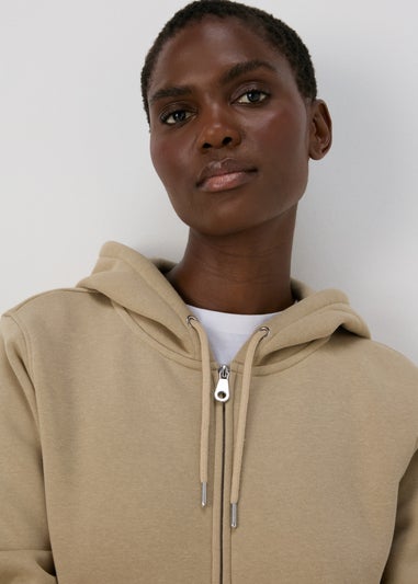 Beige Zip Up Hoodie