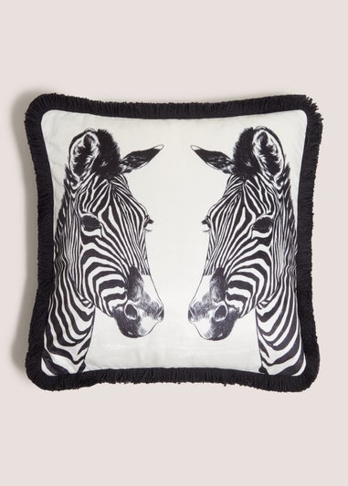 White Zebra Print Cushion