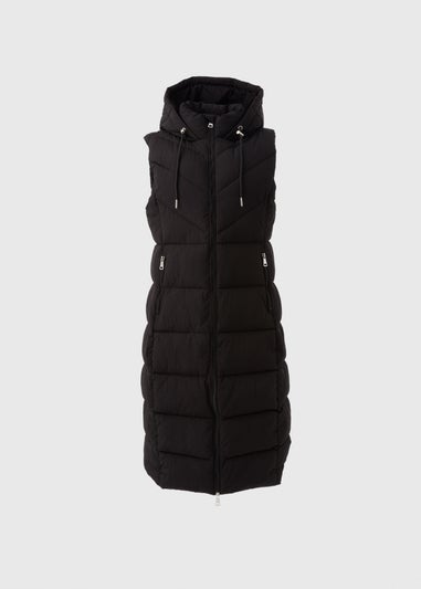 Black Long Padded Gilet