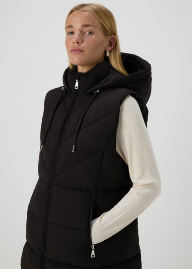 Black Long Padded Gilet