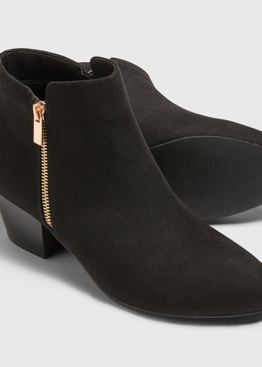 Black Side Zip Suede Boots