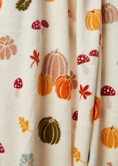 Cream Pumpkin Printed Throw