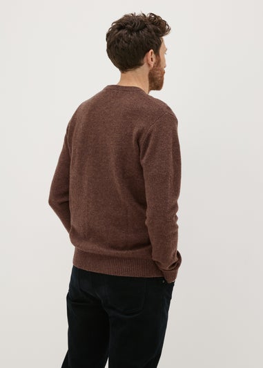 Lincoln Brown Lambswool Crew Neck Jumper