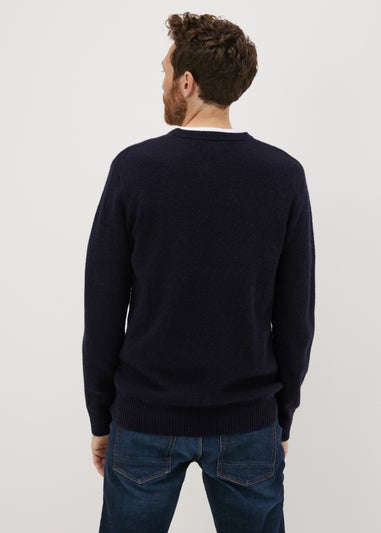 Lincoln Navy Lambswool Crew Neck Jumper