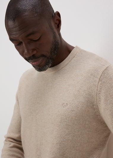 Lincoln Ecru Lambswool Crew Neck Jumper