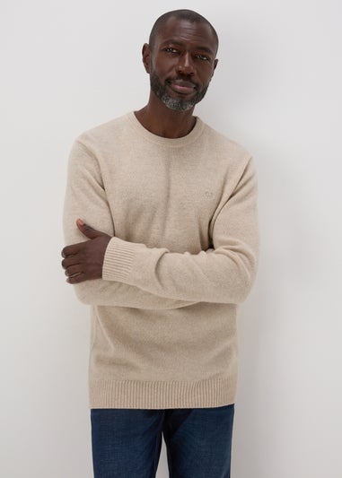 Lincoln Ecru Lambswool Crew Neck Jumper