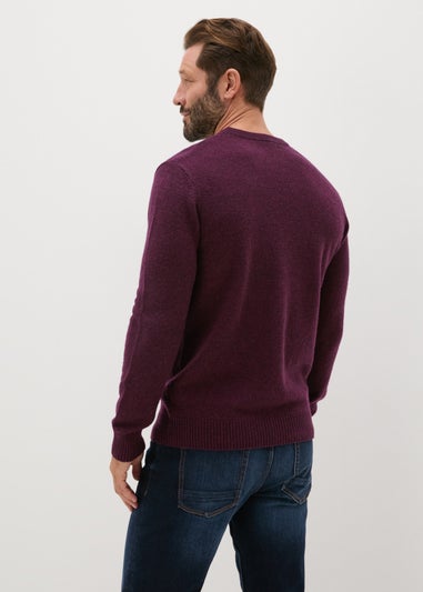 Lincoln Burgundy Lambswool Crew Neck Jumper