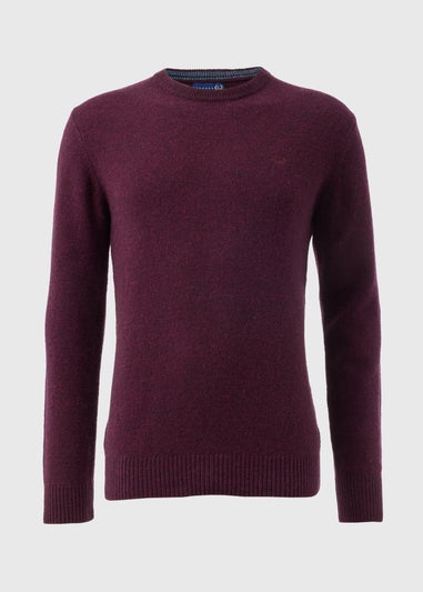 Lincoln Burgundy Lambswool Crew Neck Jumper