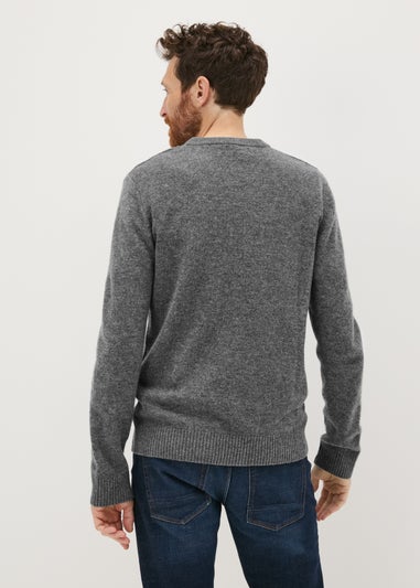 Lincoln Grey Lambswool Crew Neck Jumper