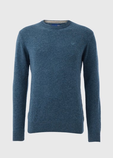 Lincoln Blue Lambswool Crew Neck Jumper