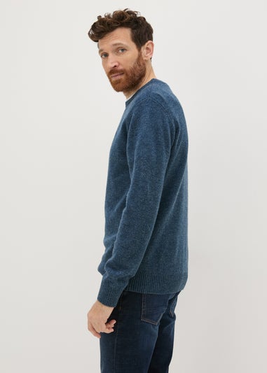 Lincoln Blue Lambswool Crew Neck Jumper