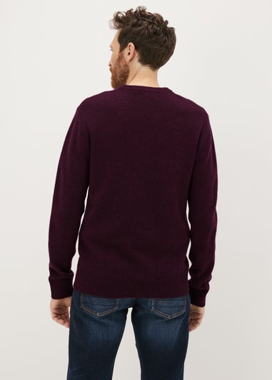 Lincoln Burgundy Lambswool V Neck Jumper